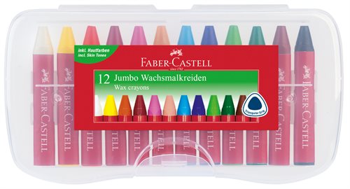 Faber Castell Jumbo Voksfarver, 12 stk.